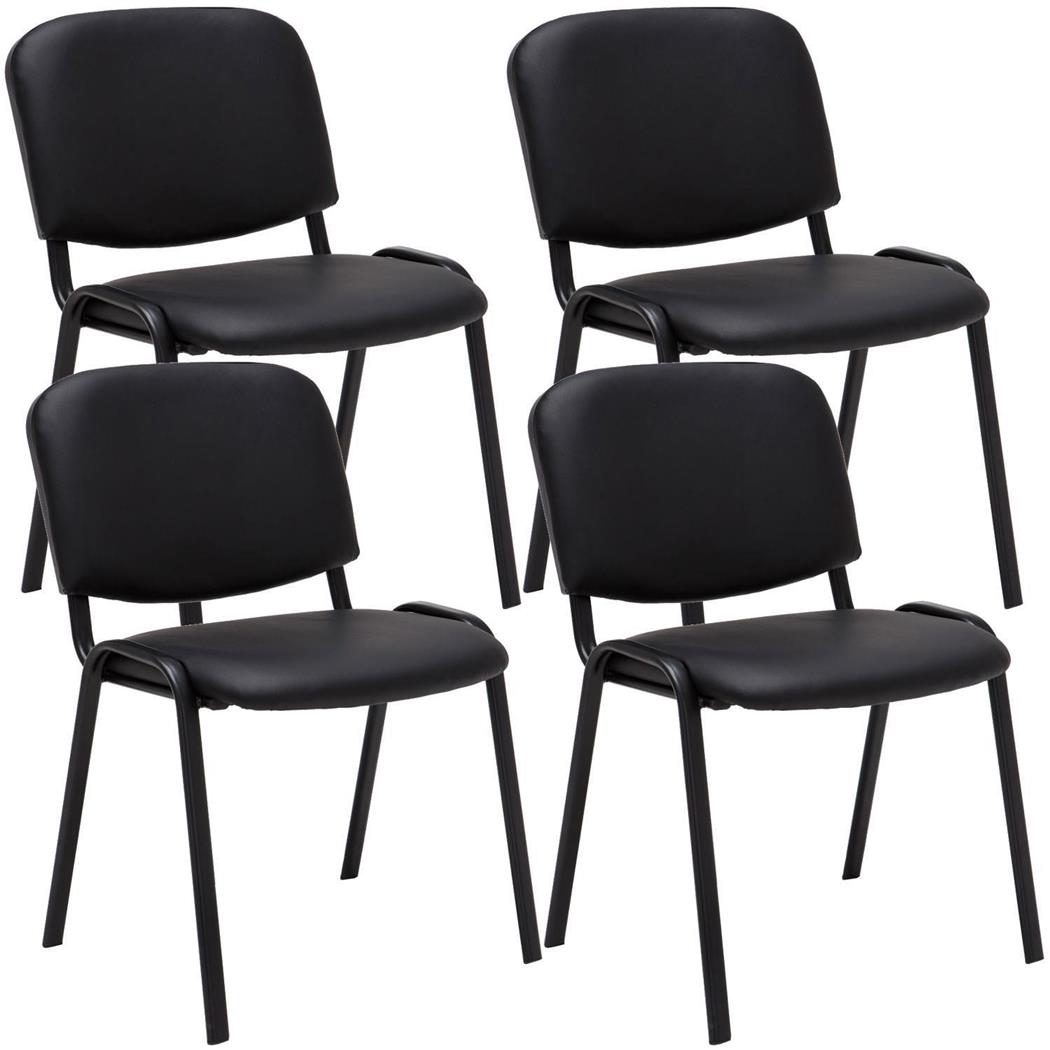 Lotto di 4 Sedie Conferenza MOBY IN PELLE, Comode e pratiche, colore Nero e gambe Nere