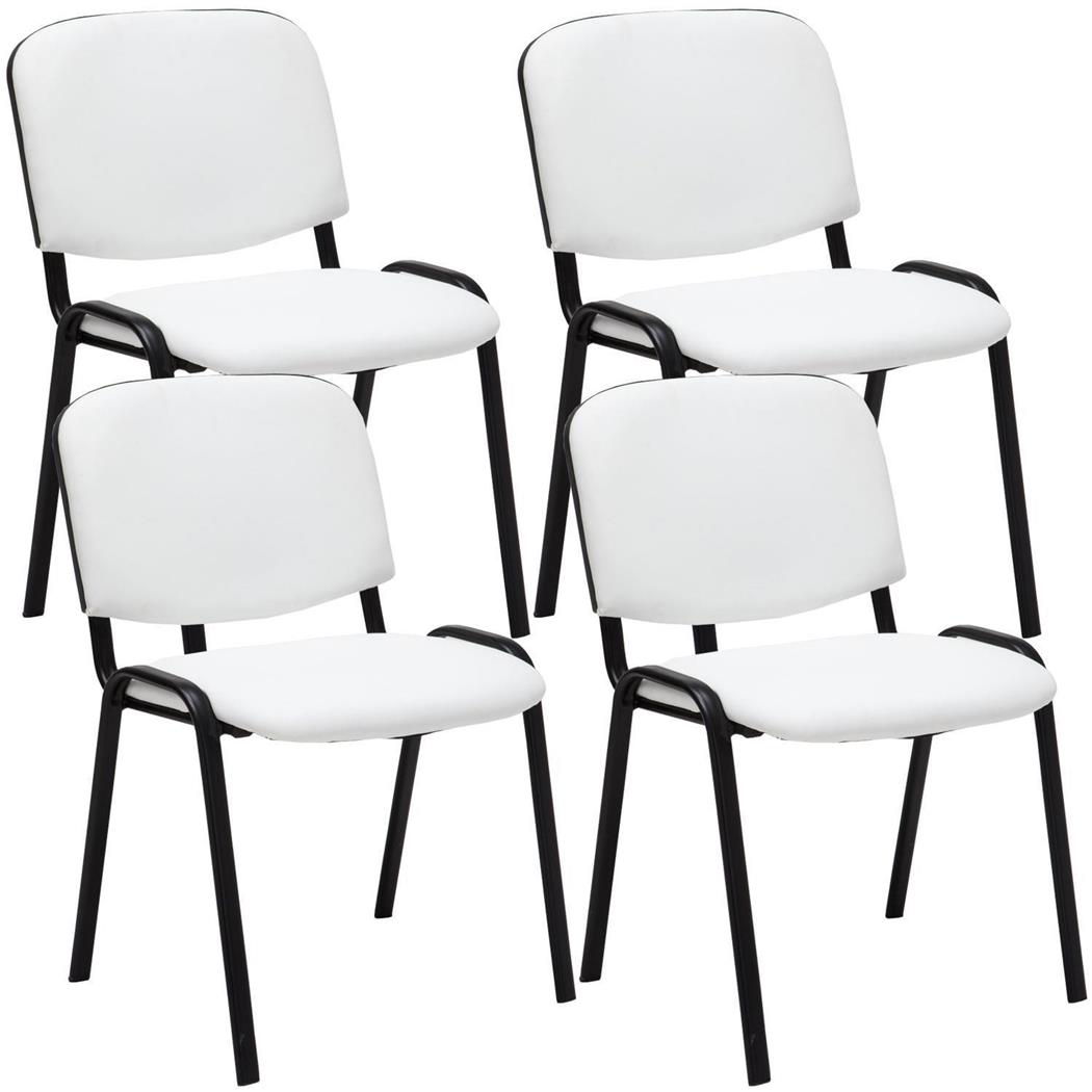 Lotto di 4 Sedie Conferenza MOBY IN PELLE, Comode e pratiche, colore Bianco e gambe Nere