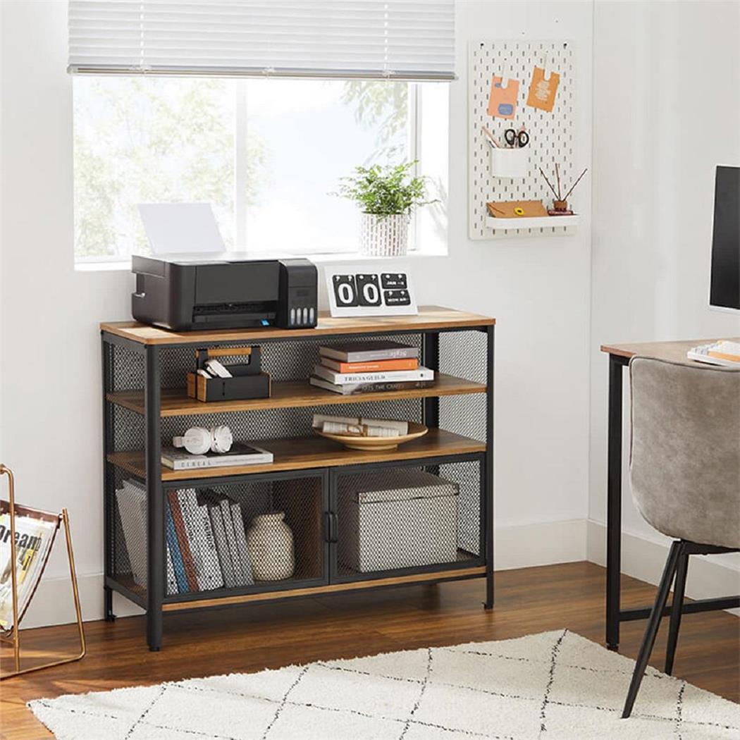 Tavolino HAMAL, Multifunzione, 98x35x76,5cm, In Acciaio e Legno 