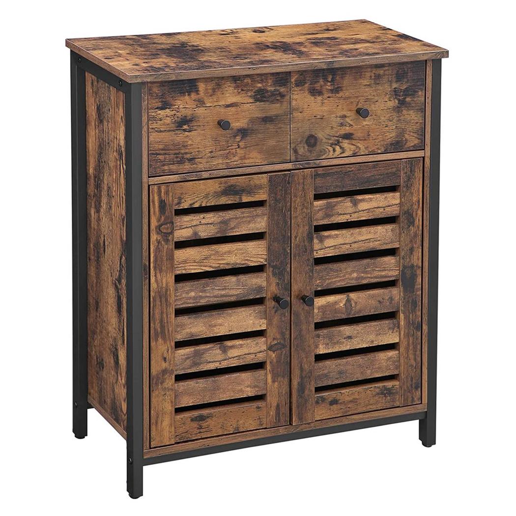 Mobiletto KAELAN, Con Ante e Cassetto, 70x30x80cm, in Legno colore Faggio