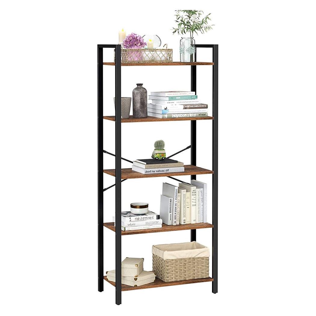 Libreria LYSA, Stile Industriale, Moderna e Capiente, 66x30x153 cm, Acciaio e Legno