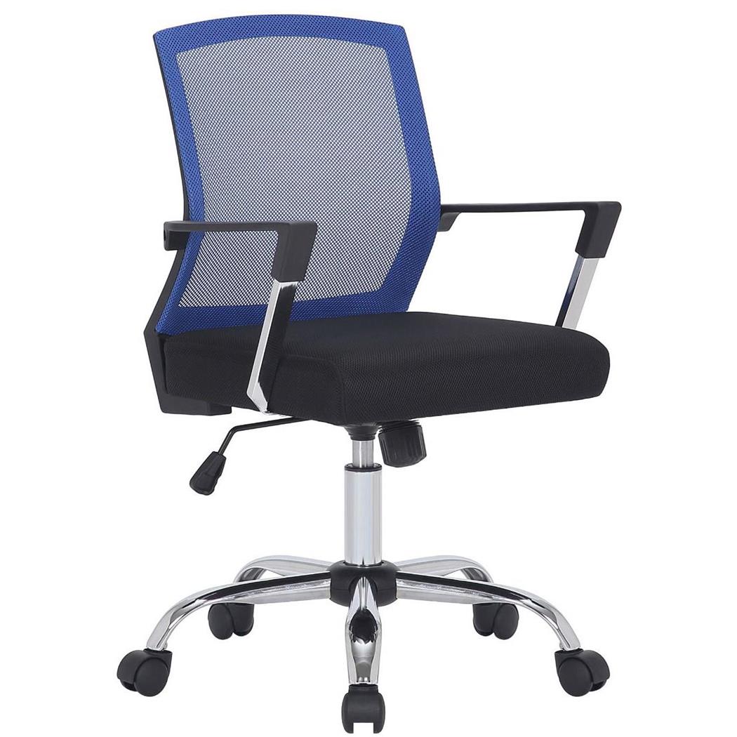 Sedia Operativa DUMA, Base Metallica, Design Vivace, Tessuto e Rete, Blu