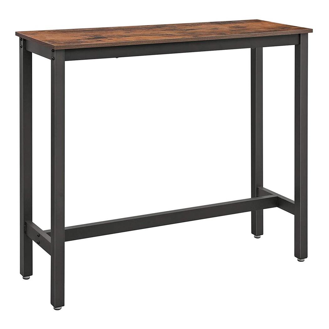 Tavolo MASTER, Alto, Design Industriale, 120x40x100cm, Metallo Nero e Legno Marrone