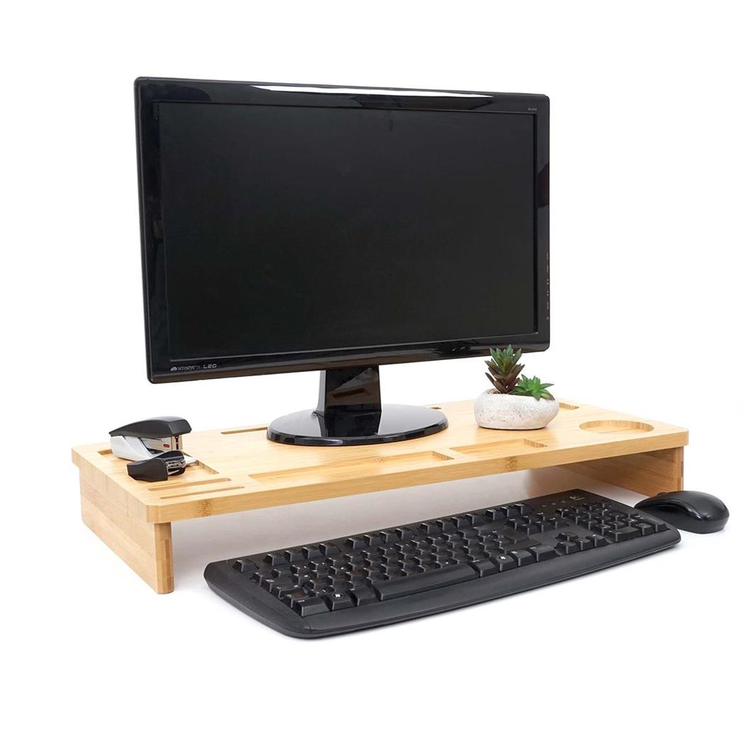 Supporto per Monitor ERGHOS, Comodo e Versatile, 65x31x9 cm, Bambù