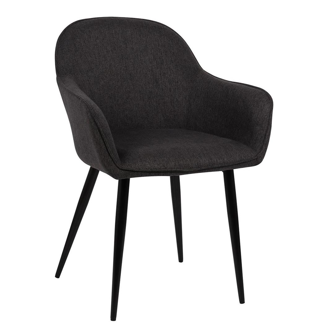 Sedia Ospiti TAMARA, Comoda e di Design, Gambe in Metallo, Seduta in Tessuto Nero