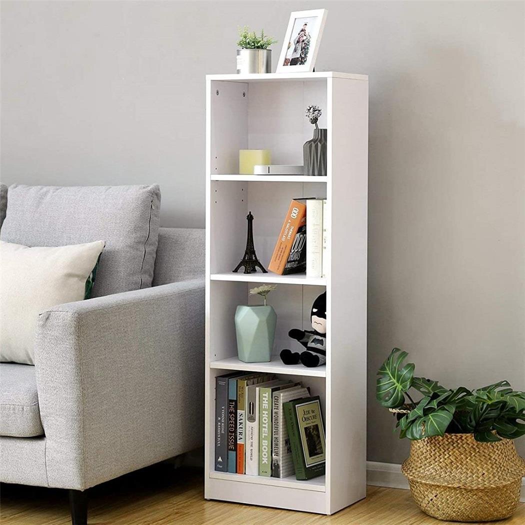 Libreria ARGUS, Design Compatto, Portaoggetti, 40x24x121,5 cm, Legno Bianco