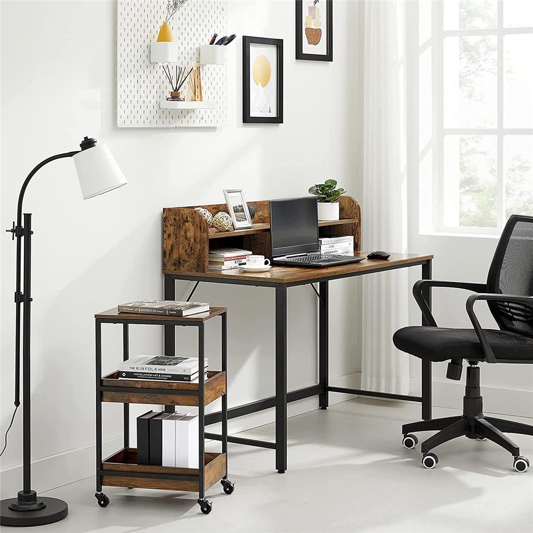 Scrivania per PC MAREKO, Stile Industrial, Comoda E Pratica, Acciaio e Legno color Faggio