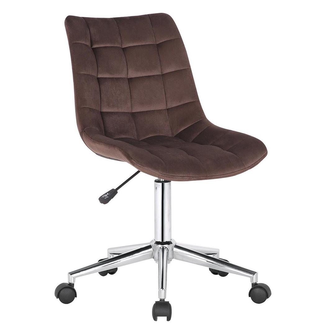 Sedia Per Ufficio SAMMY, Confortevole e Di Design, Base in Metallo, Velluto, Marrone