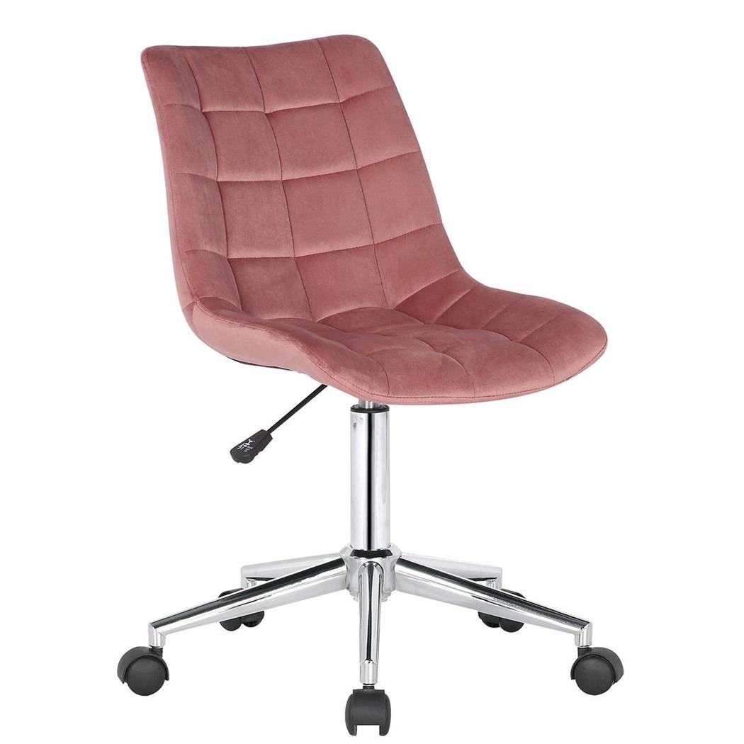 Sedia Per Ufficio SAMMY, Confortevole e Di Design, Base in Metallo, Velluto, Rosa