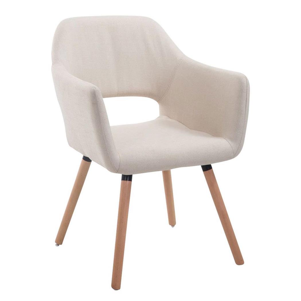 Sedia Ospiti KALUM, Imbottita, Gambe Rovere, Tessuto Crema