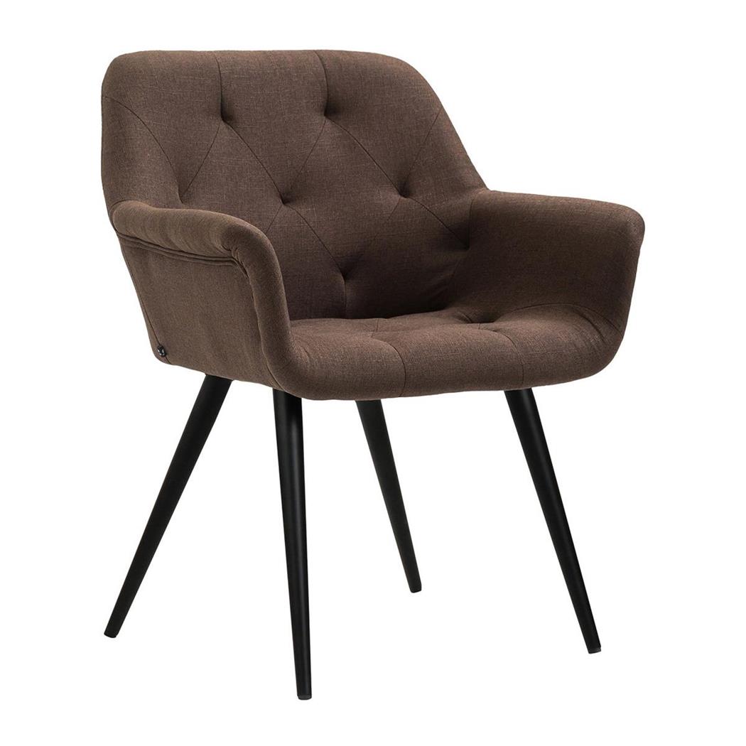 Poltroncina per ospiti LIDIA, Design Avvolgente, Gambe Nere, Tessuto Marrone