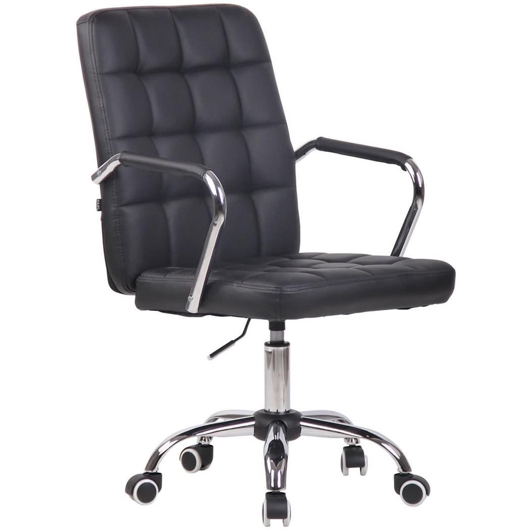 Sedia Operativa TENDER, Struttura in Metallo, Design Moderno, in Pelle Nera