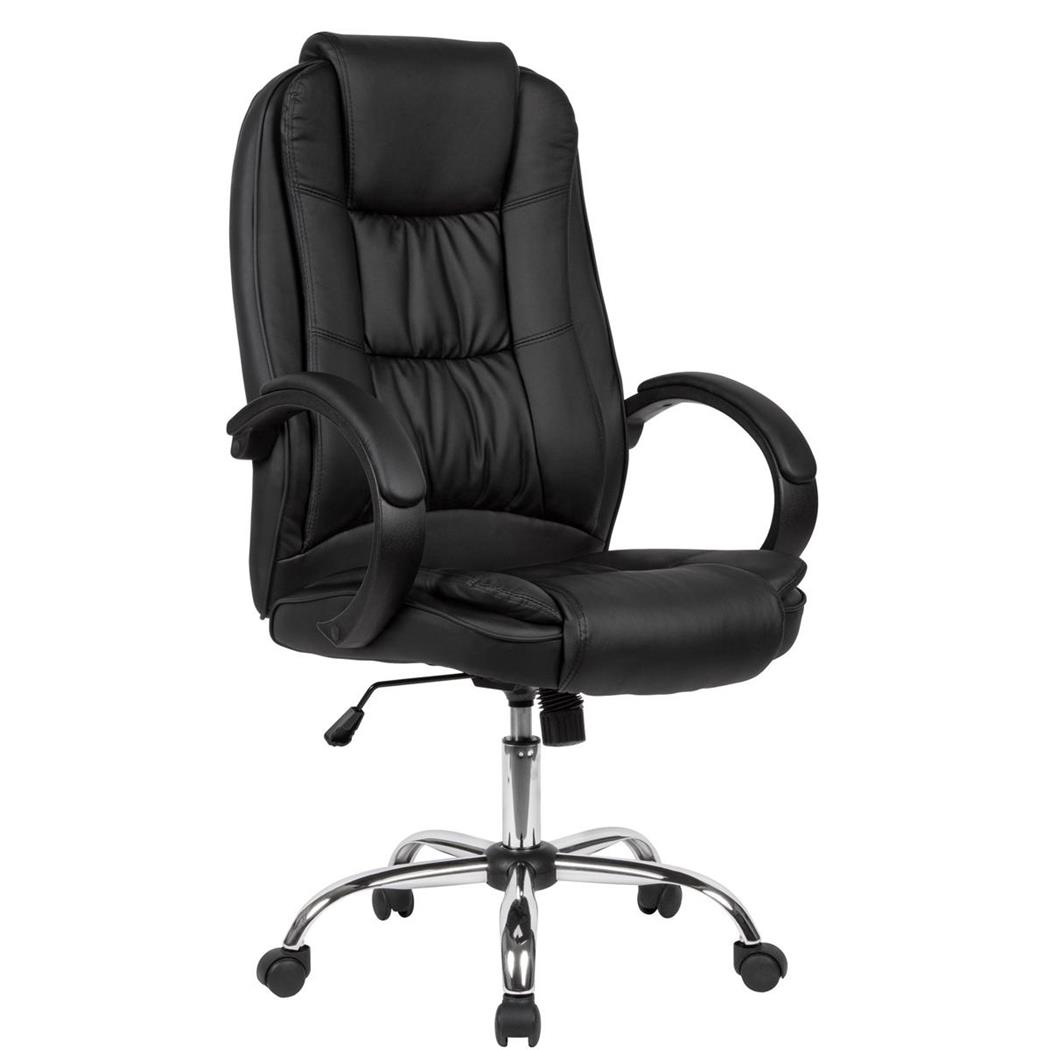 Poltrona ufficio SIRIO, Elegante, Base in Acciaio, in Pelle Nera