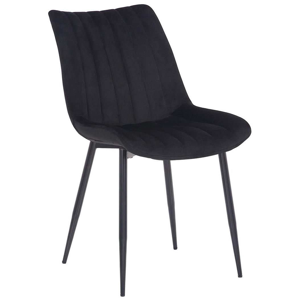 Sedia per Sala d'Attesa ZEFIR, Elegante, Struttura in Acciaio, Seduta in Velluto Nero