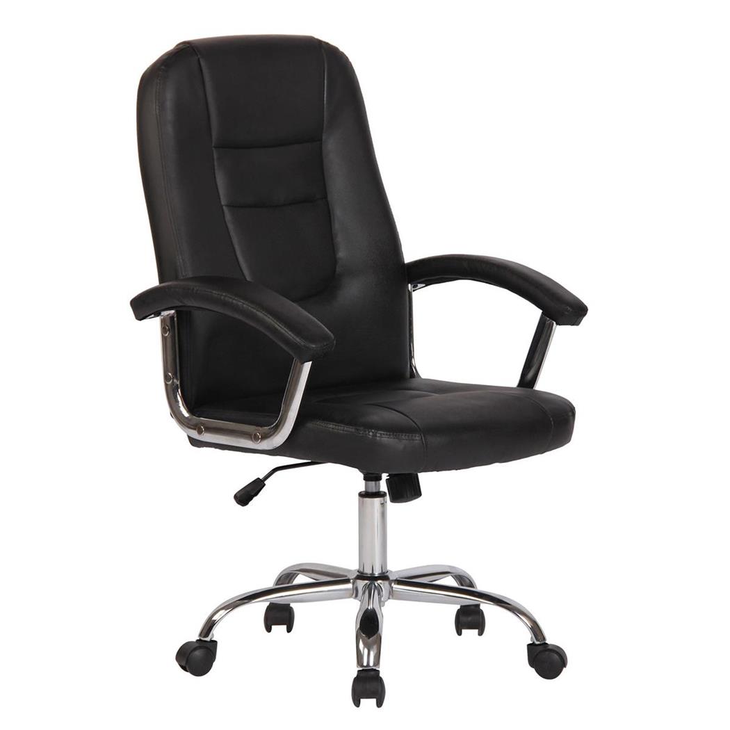 Poltrona da Ufficio TRAVIS, Elegante e Comoda, Rivestimento in Pelle, Nero