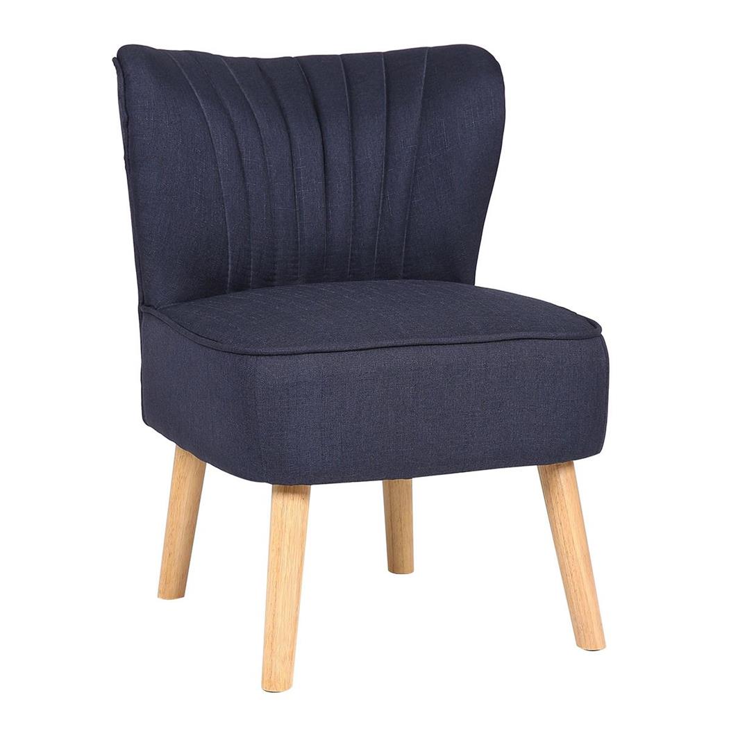 Sedia Ospiti CONNOR, Stile Retró, Imbottita, Struttura in Legno, in Tessuto Blu
