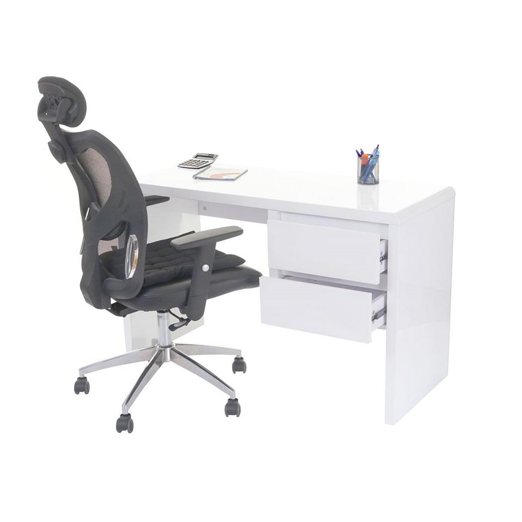 Scrivania di Design NELSY, Design Moderno, 120x50x75cm, in Legno Bianco Lucido