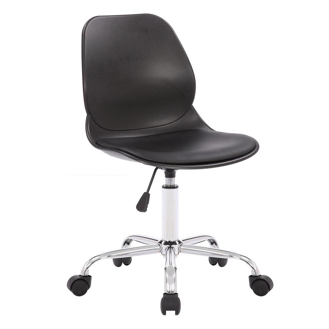 Sedia da Ufficio MAKAO, Design Moderno, Base in metallo, in Pelle Nera