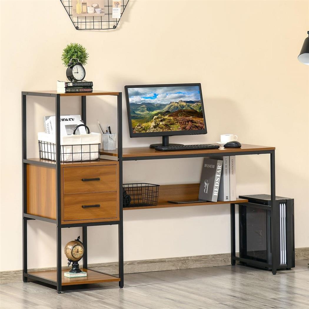 Scrivania da ufficio ALHAMBRA, 140x50x110cm, Legno e Metallo Noce e Nero