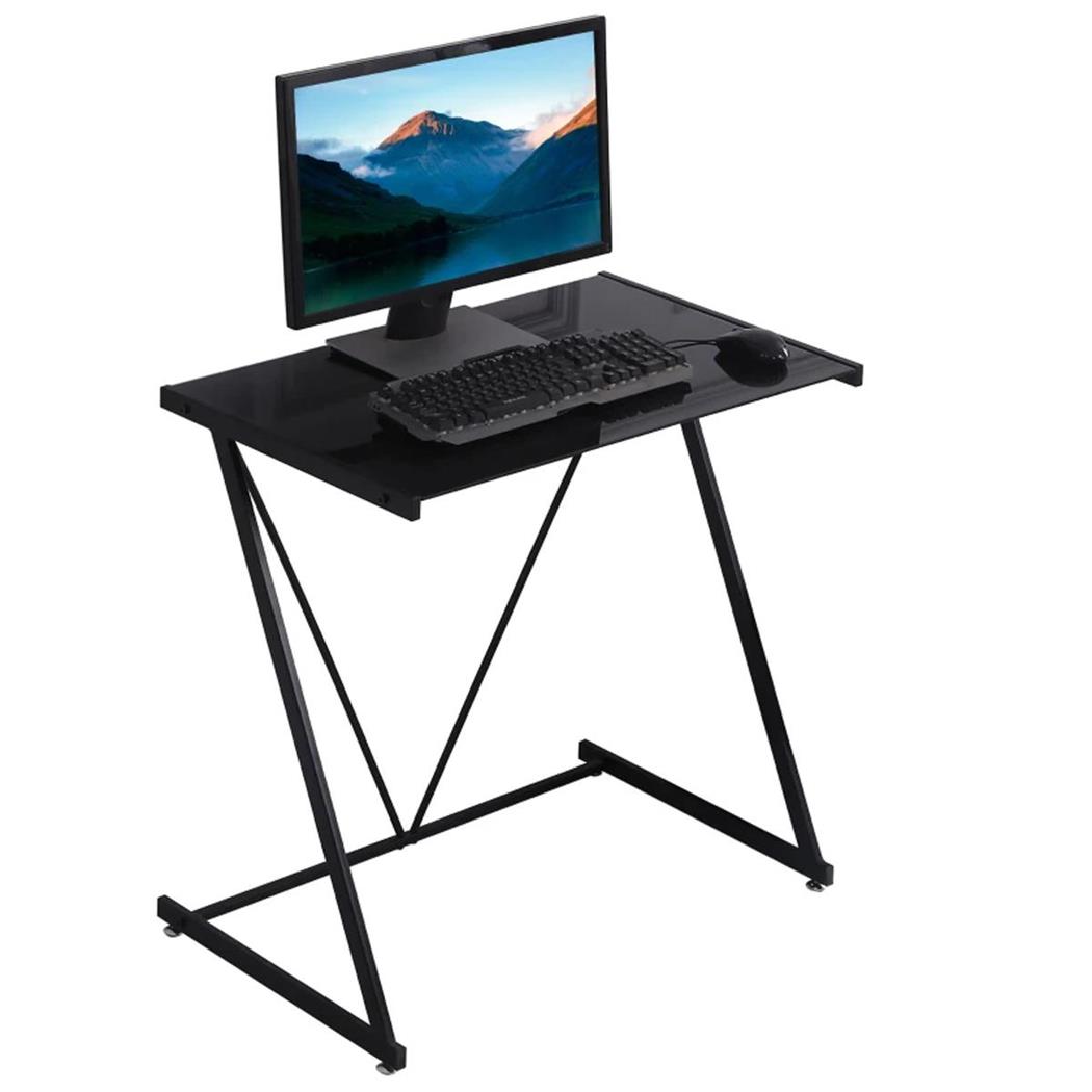 Scrivania ZENDA, Design Moderno, 75x80cm, Ripiano in Vetro Temperato, Nero