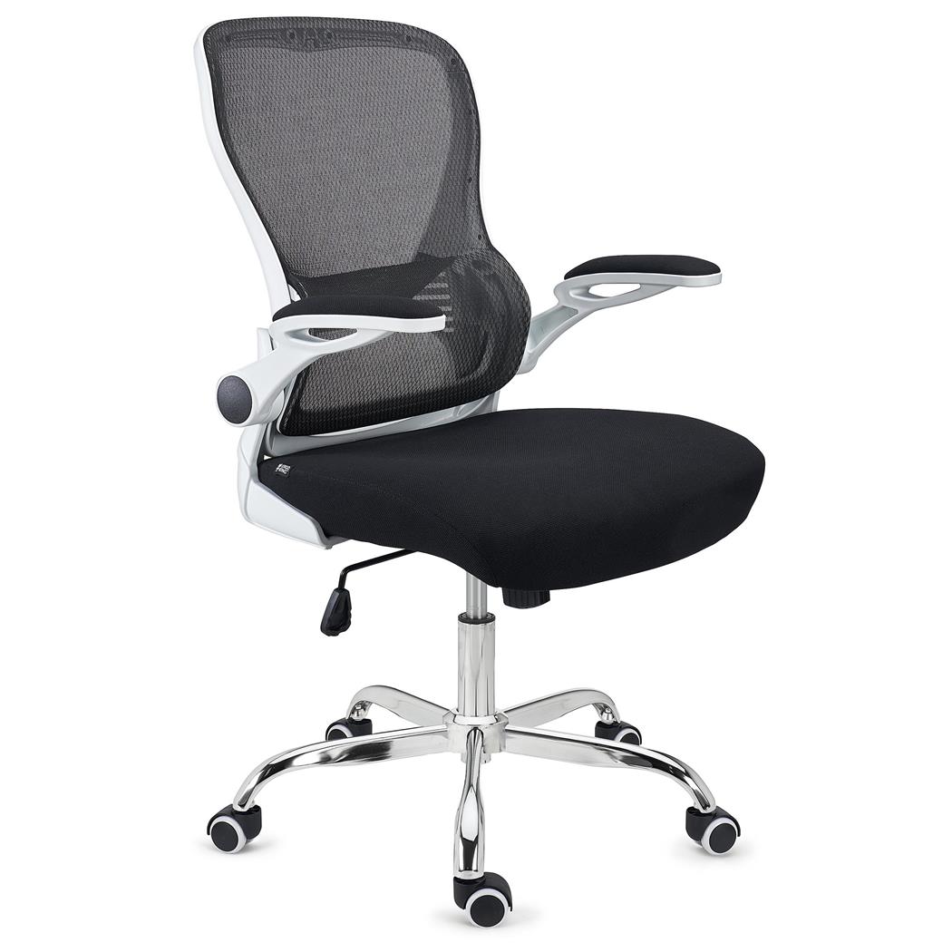 Sedia Operativa CORFÙ, Ergonomica, Struttura Bianca, Braccioli Abbattibili, Comoda e Versatile, Nero