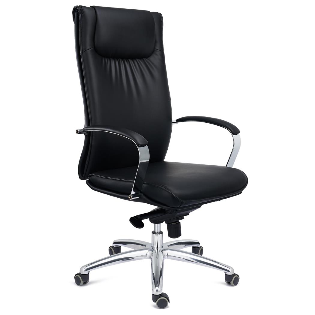 Poltrona Da Ufficio SENATOR, Design Elegante e Moderno, Confortevole, Pelle Nera