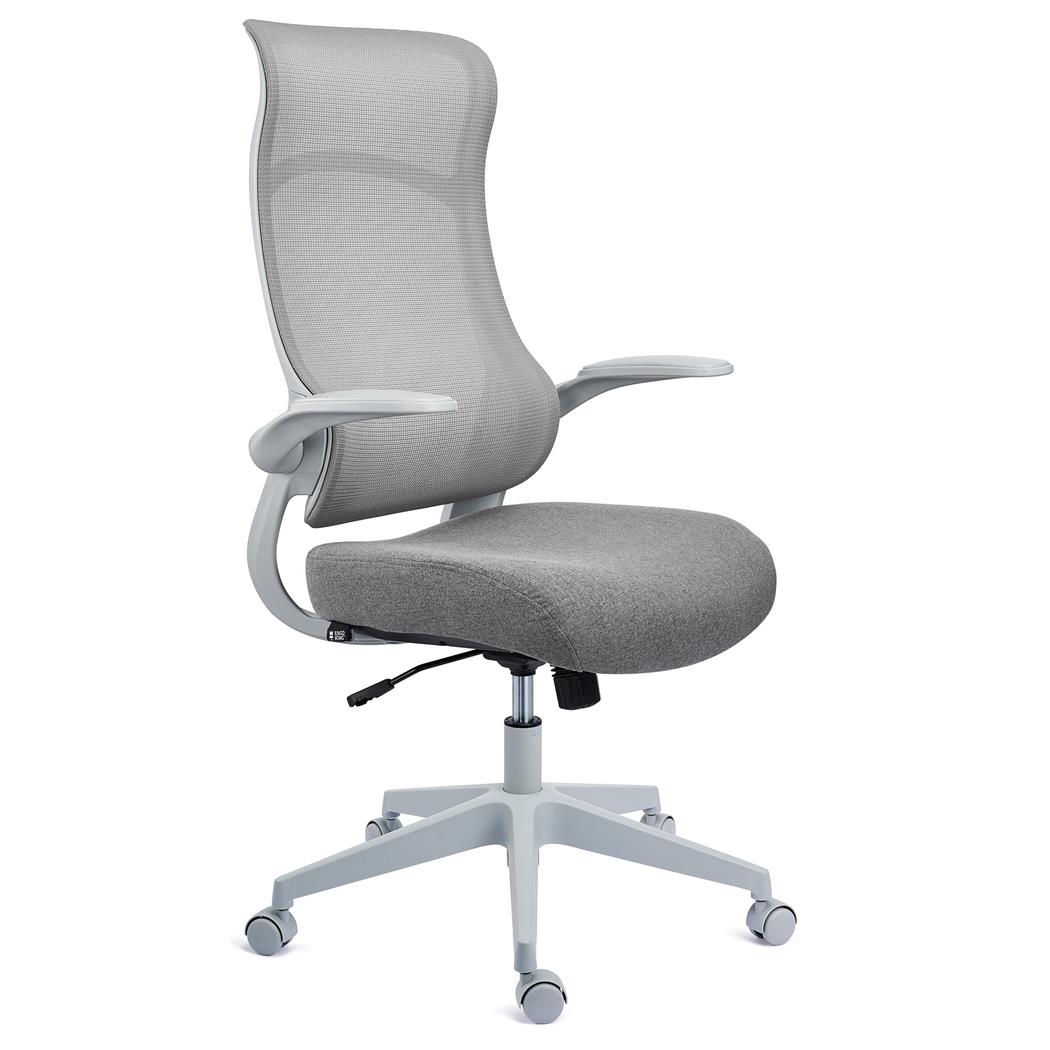 Sedia Operativa DAFNE, Ergonomica, Confortevole, Braccioli Abbattibili, Rete e Tessuto, Grigio