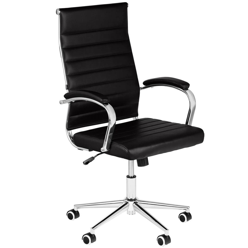 Sedia per Ufficio OXFORD, Elegante e Di Design, Struttura in Metallo, Pelle Nera