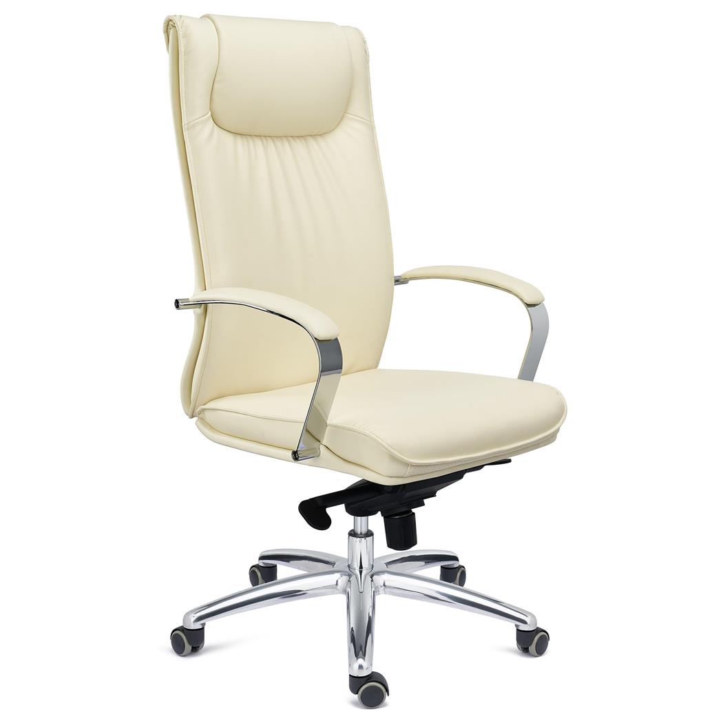 Poltrona Da Ufficio SENATOR, Design Elegante e Moderno, Confortevole, Pelle Crema