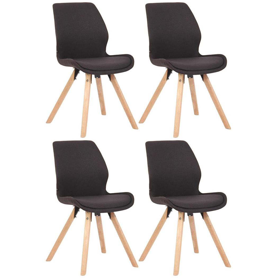 Lotto da 4 Sedie Ospiti KALI, Gambe Legno color Faggio, Seduta Imbottita, Tessuto Nero