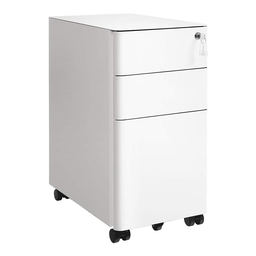 Cassettiera con Ruote SENDY, 30x46x59,2cm, 3 Cassetti, in Bianco