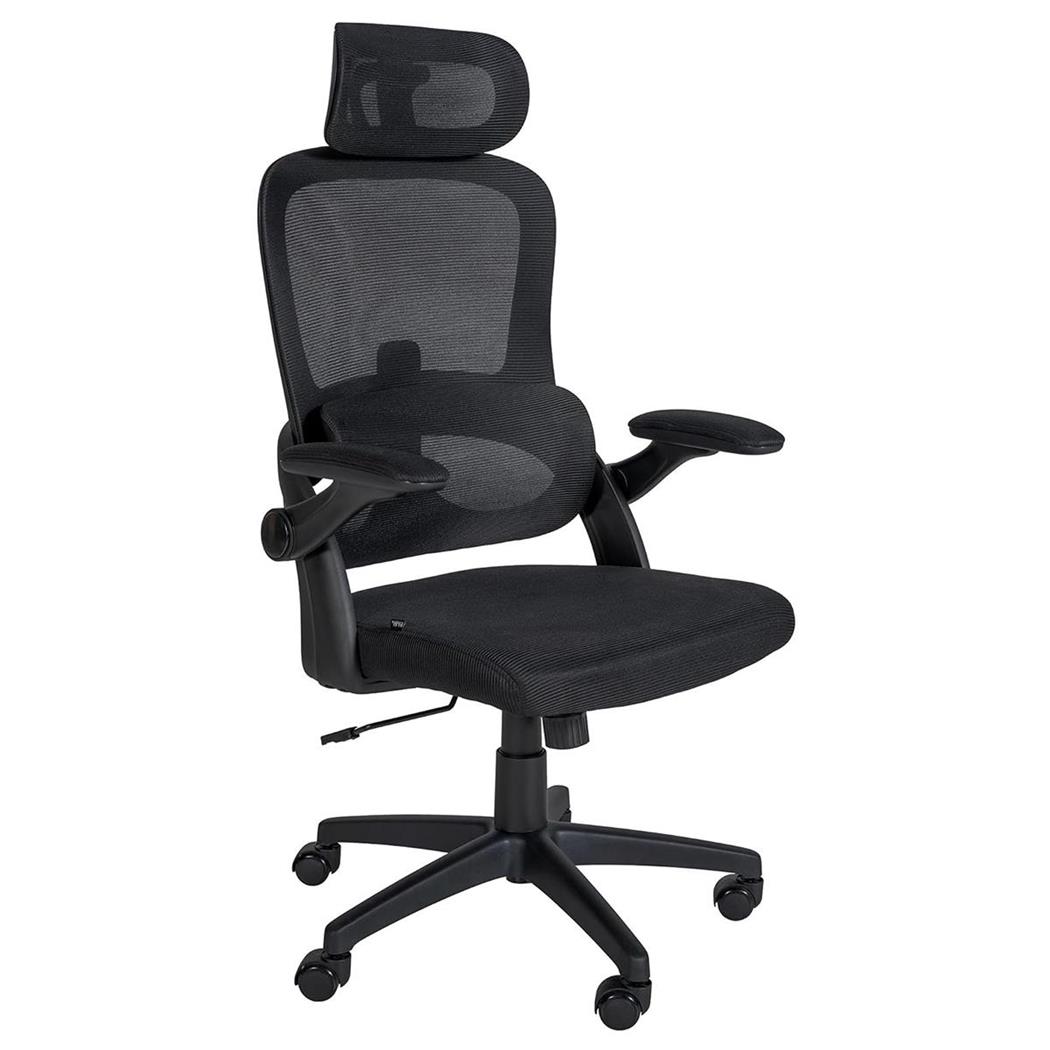 Sedia Ergonomica NORA, Braccioli Abbattibili, Comoda e Funzionale, in Nero