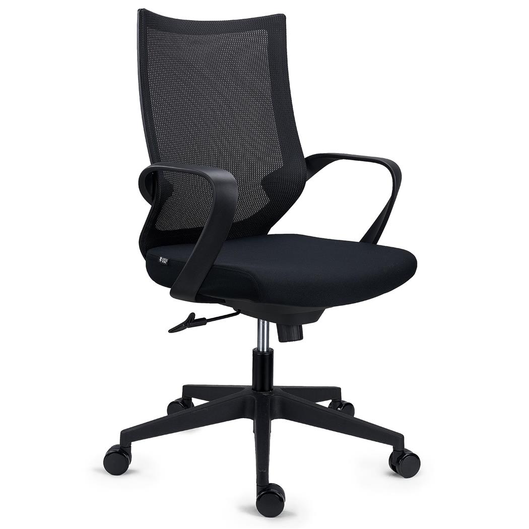 Sedia per Ufficio SINTRA, Ergonomica, Design Moderno, Confortevole, Rete e Tessuto Nero