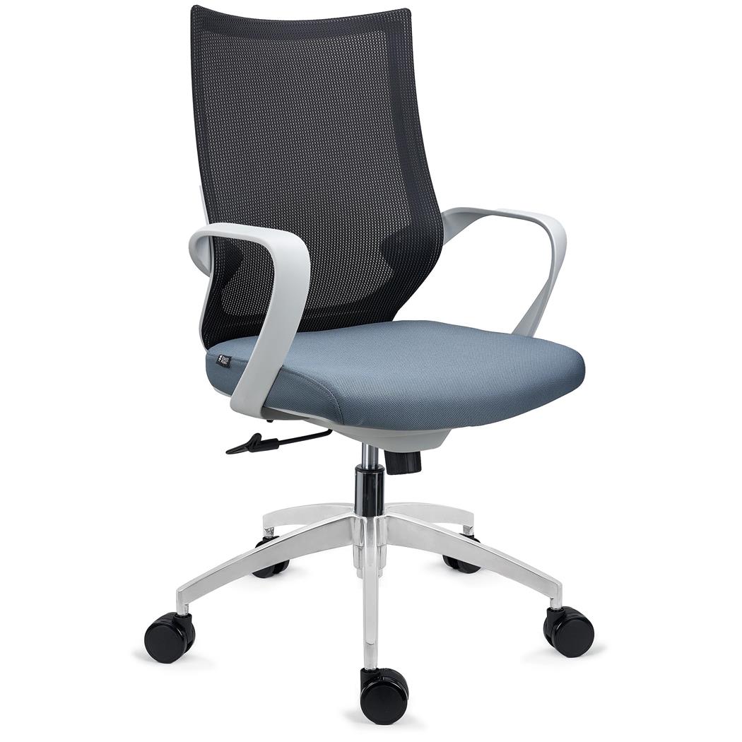 Sedia per Ufficio SINTRA GREY, Ergonomica, Confortevole, Rete e Tessuto, Nero e Azzurro