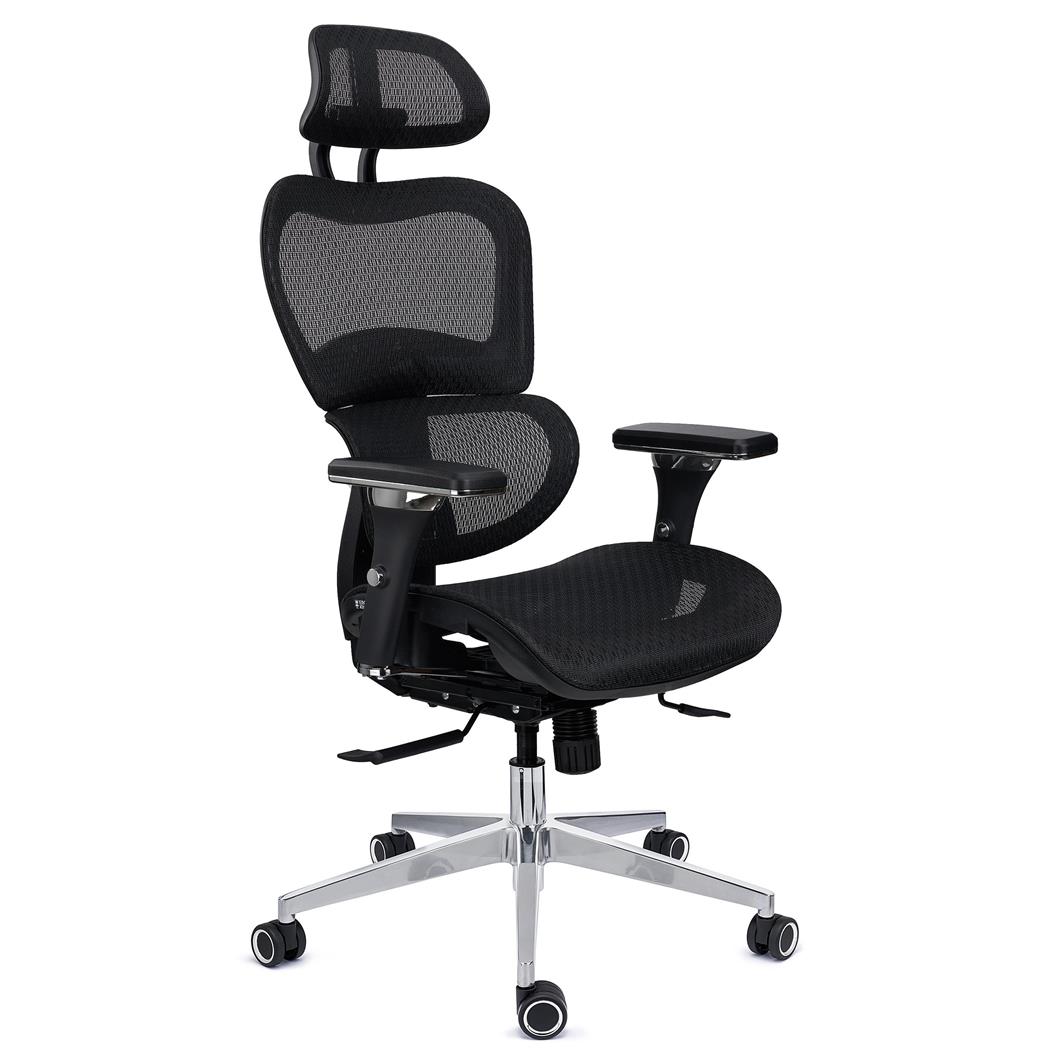DEMO# Sedia Ergonomica VICTORY PRO, Regolabile, Certificata, Massimo Comfort, in Rete, Nero