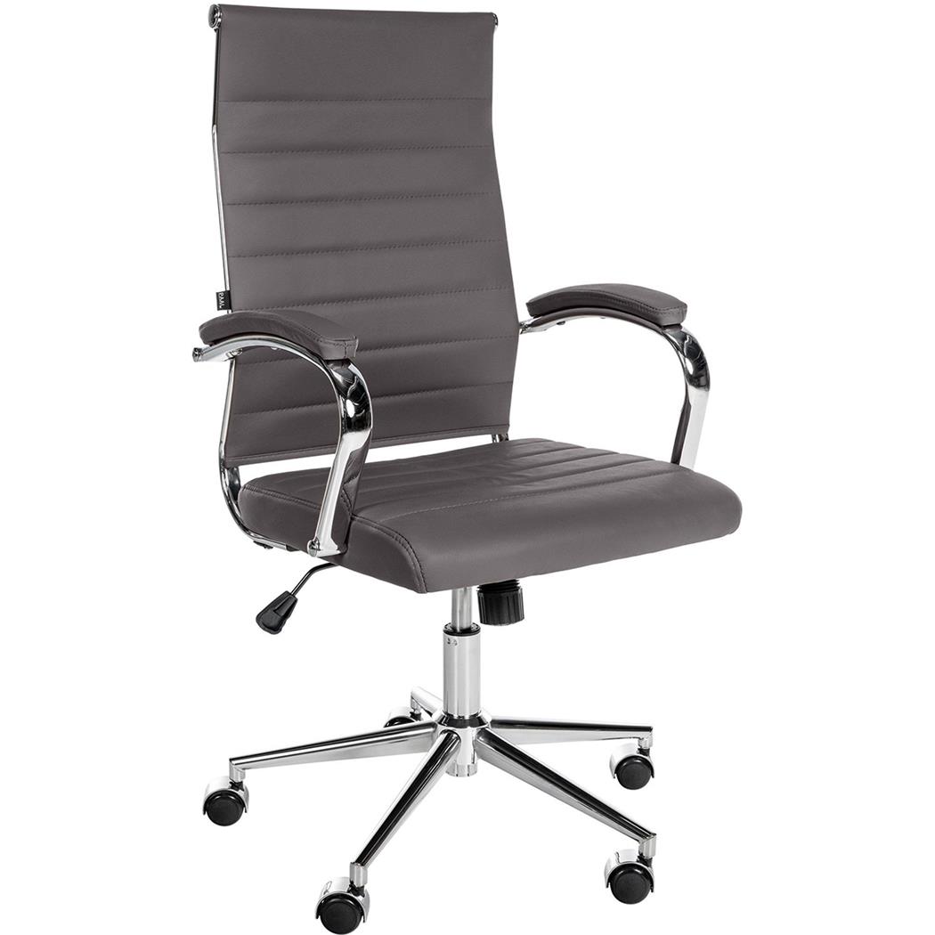 Sedia per Ufficio OXFORD, Elegante e Di Design, Struttura in Metallo, Vera Pelle, Grigio