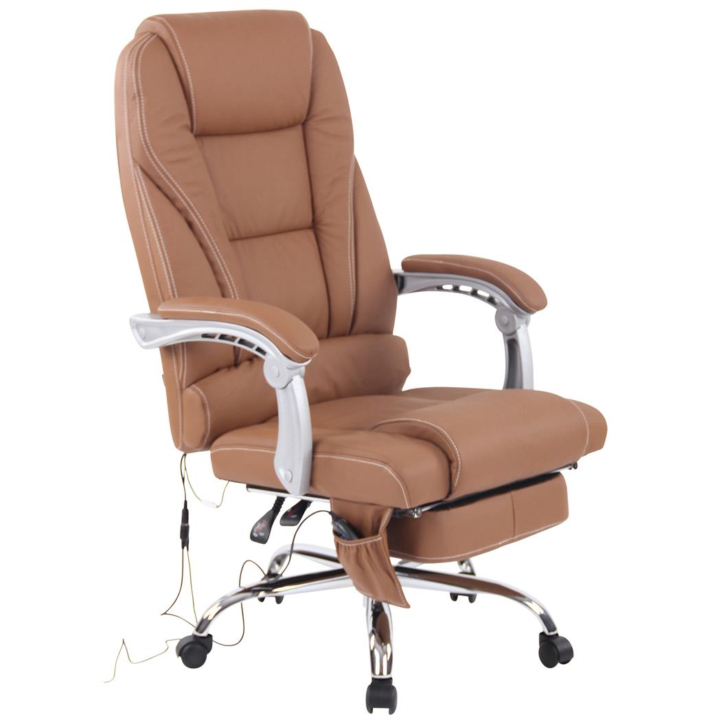 Poltrona da ufficio COMODITY MASSAGE, Massaggiante, in Vera Pelle, Marrone Chiaro