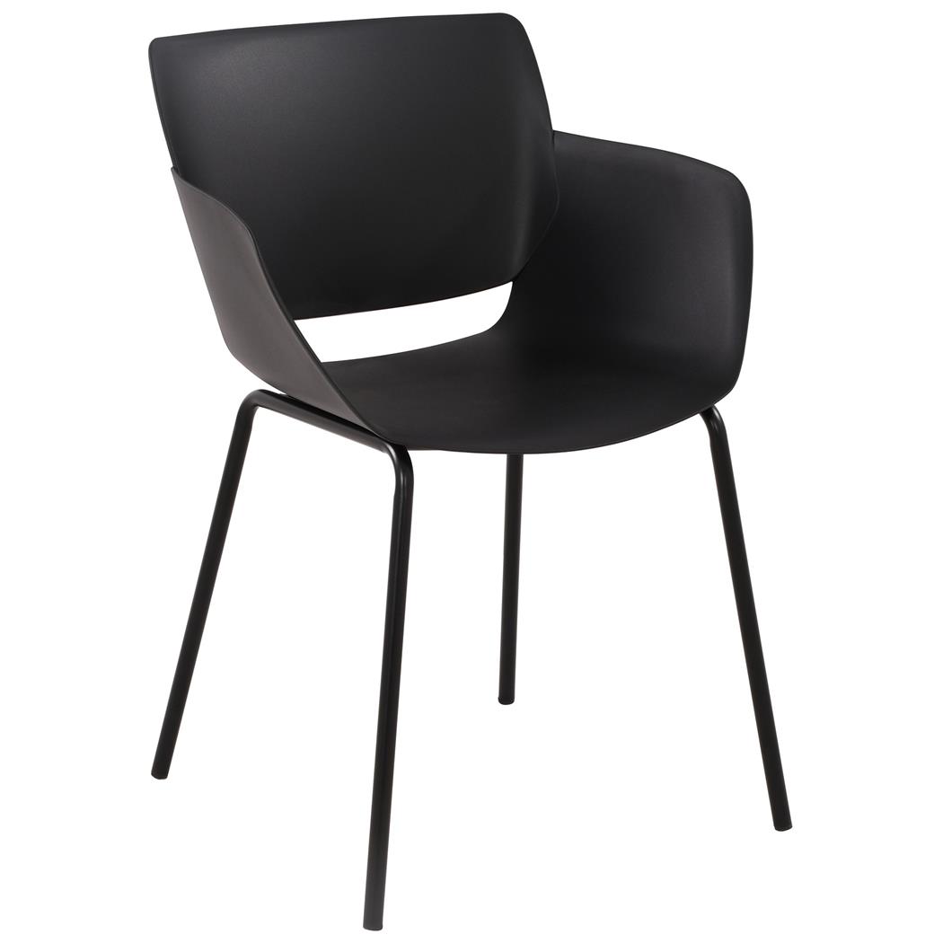 Sedia per Sala D'attesa RIKO, Design Moderno, Comoda ed Elegante, Polipropilene, Nero