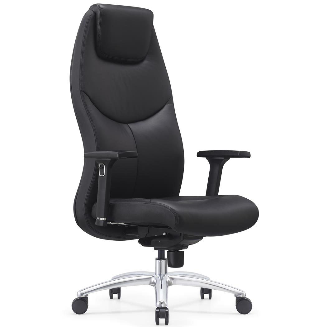 Poltrona da Ufficio SUITER, Design Elegante e Ricercato, Comoda, Regolabile, Vera Pelle, Nero