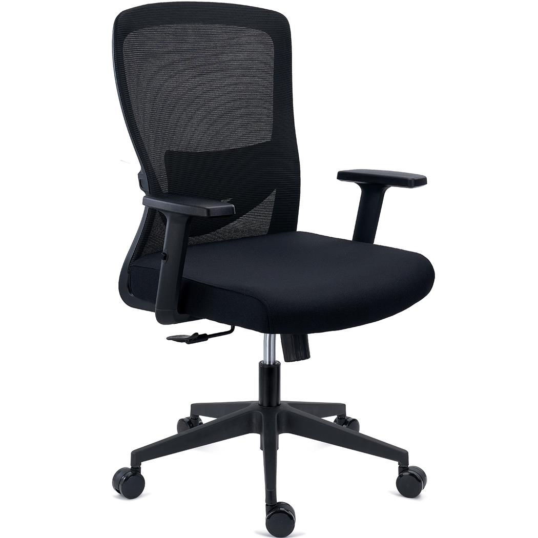 Sedia Operativa NOTE, Ergonomica, Supporto Lombare Regolabile, Rete e Tessuto, Nero