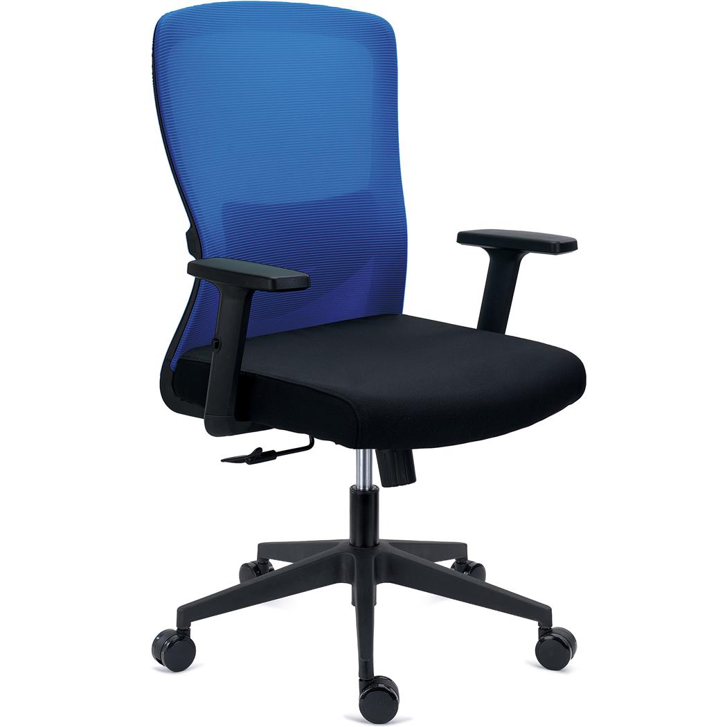 Sedia Operativa NOTE, Ergonomica, Supporto Lombare Regolabile, Rete e Tessuto, Blu