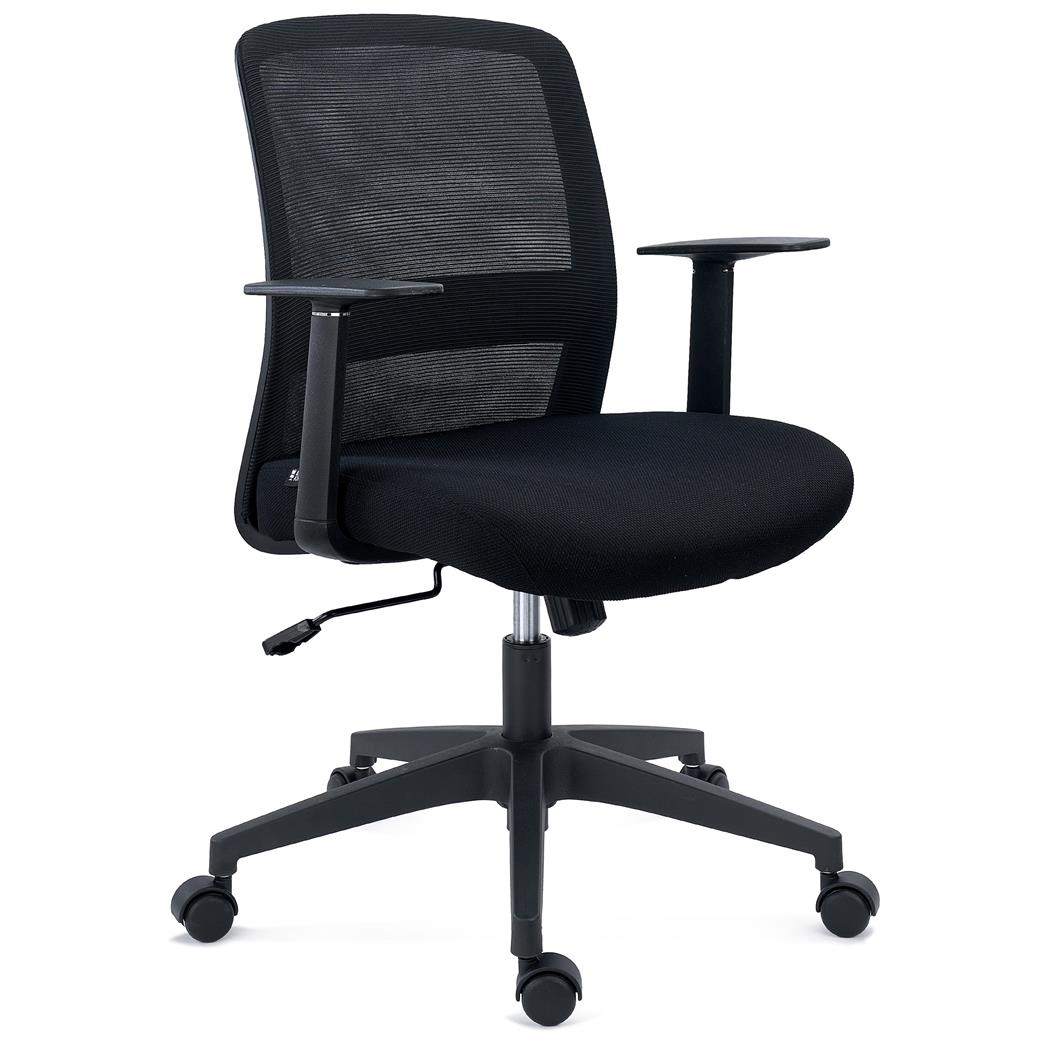 Sedia da Ufficio YOSEMITE, Confortevole, Ergonomica, Supporto Lombare, Rete e Tessuto Nero