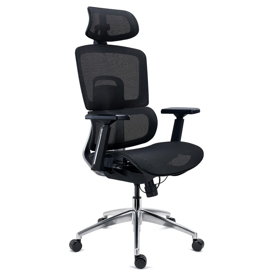 DEMO# Sedia Ergonomica TITAN, Sedile Regolabile in Profondità, Comoda e Moderna, Rete Nera