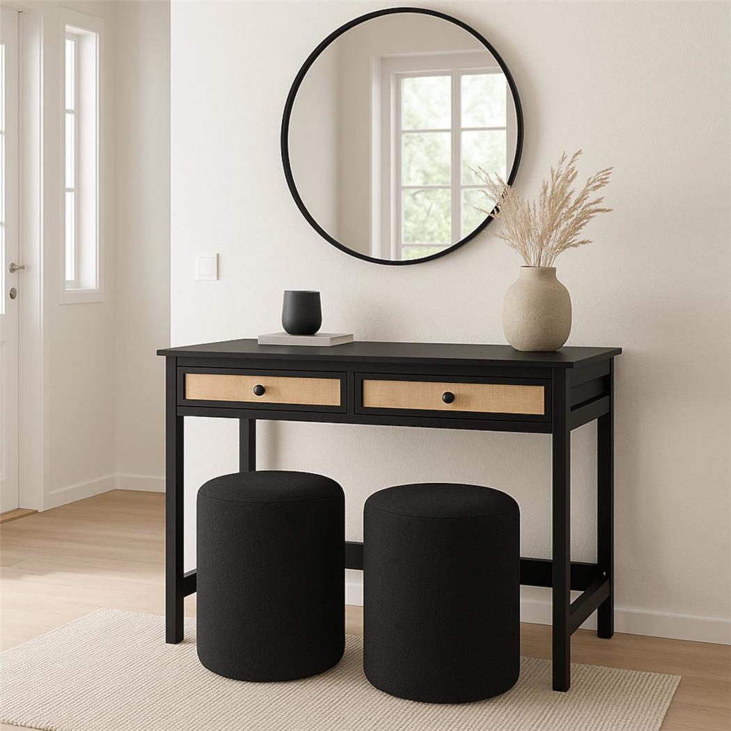 Scrivania ORBIT, 2 Comodi Cassetti, Design Moderno, 110x60cm, in Legno Nero