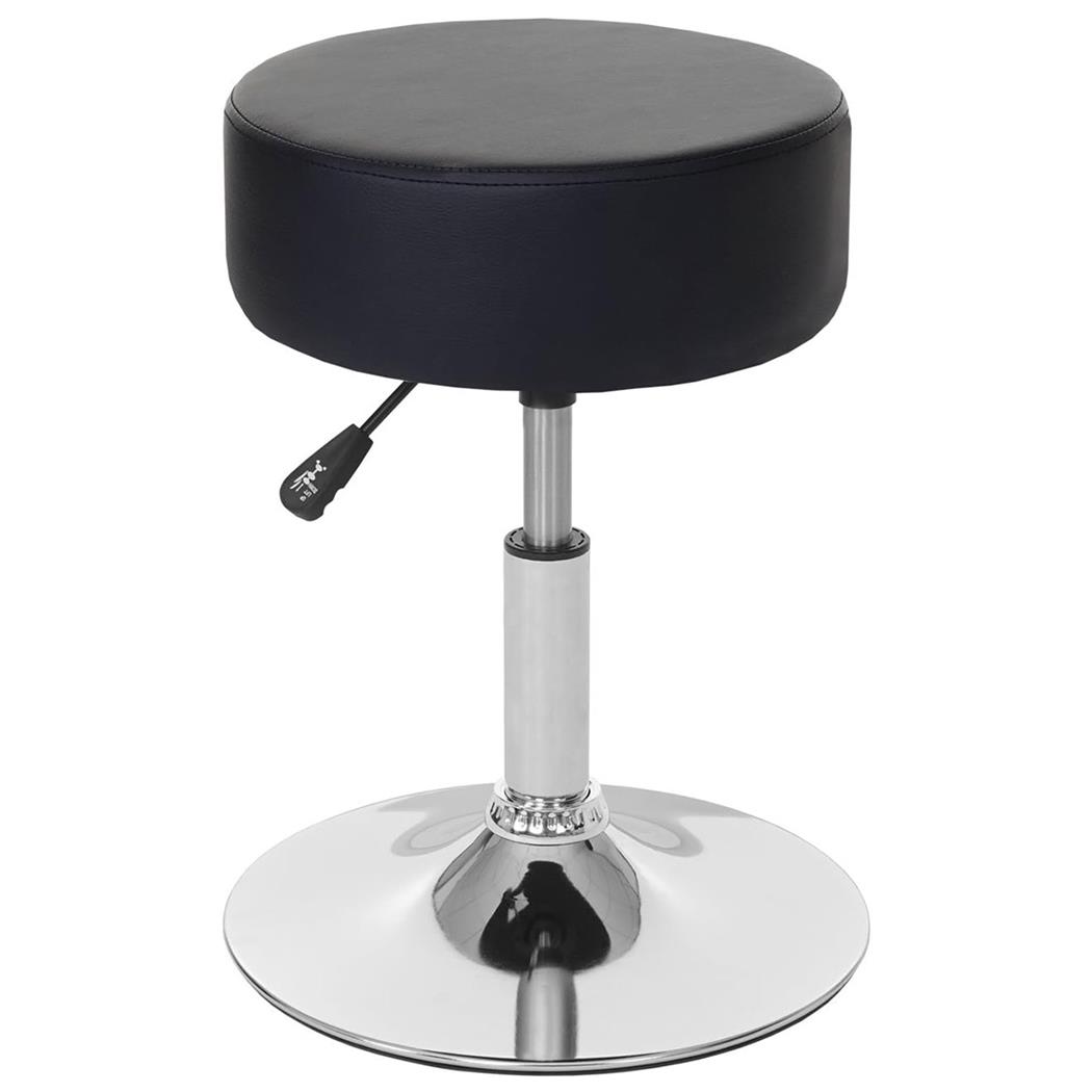 Sgabello DANKO, Girevole a 360º, Sedile Imbottito, in Pelle colore Nero