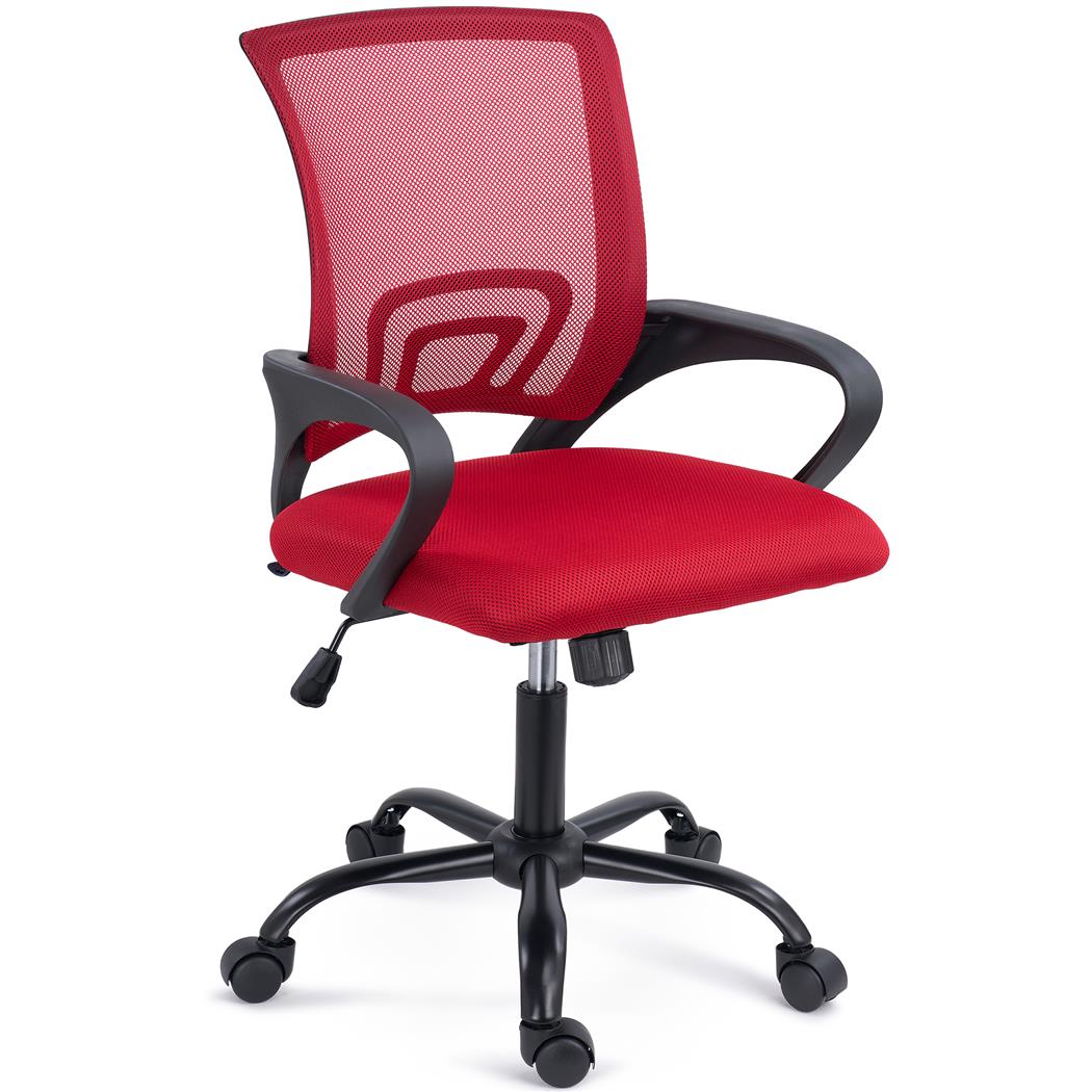 Sedia da Ufficio SEUL BLACK, Pratica e Versatile, Ampio Sedile Imbottito, Rosso