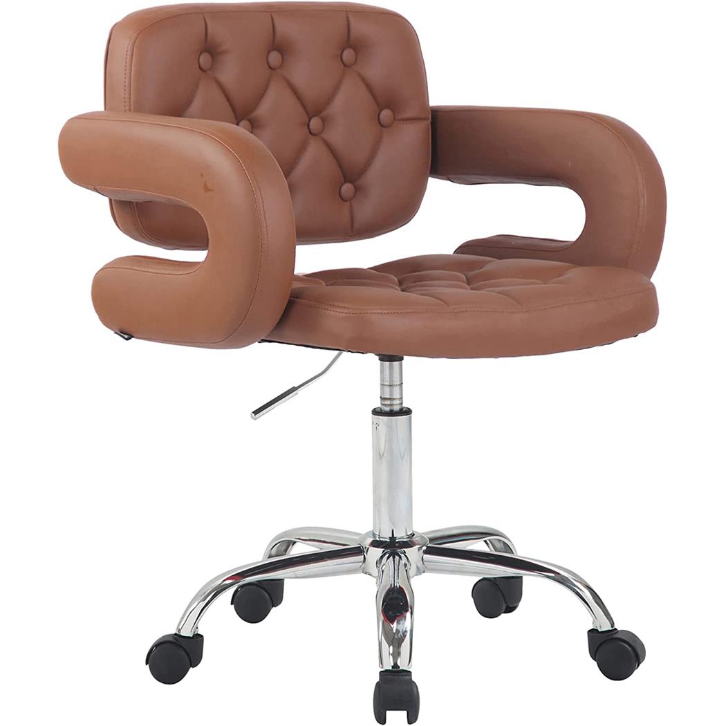 Sedia da ufficio SAMSON, Comoda Imbottitura con Braccioli, in Pelle Marrone Chiaro