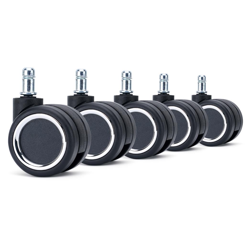 5x Ruote per Sedie da Ufficio SMART 11x60mm, Design Elegante, Nero