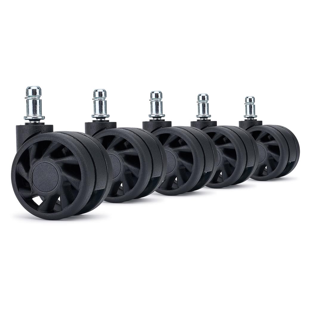 5x Ruote per Sedie da Ufficio RACE 11x60mm, Design Moderno, Nero