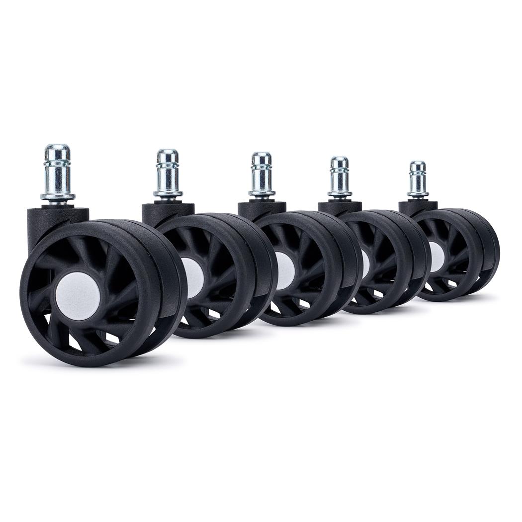 5x Ruote per Sedie da Ufficio RACE 11x60mm, Design Moderno, Grigie
